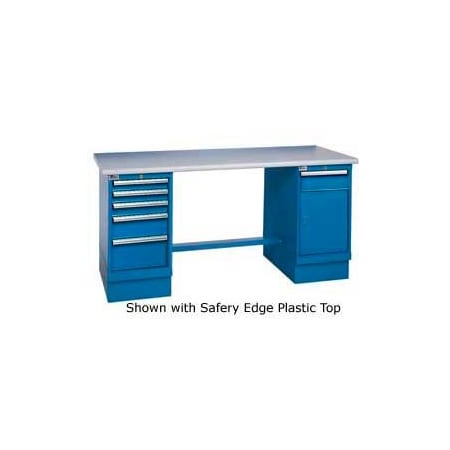 Global Industrial 60x30 Square Maple Pedestal Workbench with 4 Drawers & Cabinet 253862